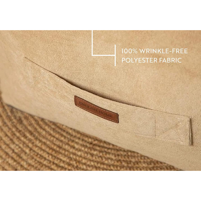 Пуф-табурет ENGLISH HOME, Пуф із квадратним сидінням, Високоякісний пуф із сидінням, Легкий у догляді пуф, Пуф-табурет для вітальні, спальні, Casha, 45x45 см, Бежевий