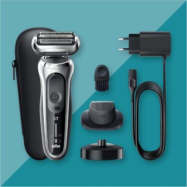 Електробритва Braun Series 7 Flex 360 з тримером EasyClick Precision, чоловіча бритва з насадкою, для вологого та сухого гоління, зроблена в Німеччині, 71-S4200cs, сріблястий колір