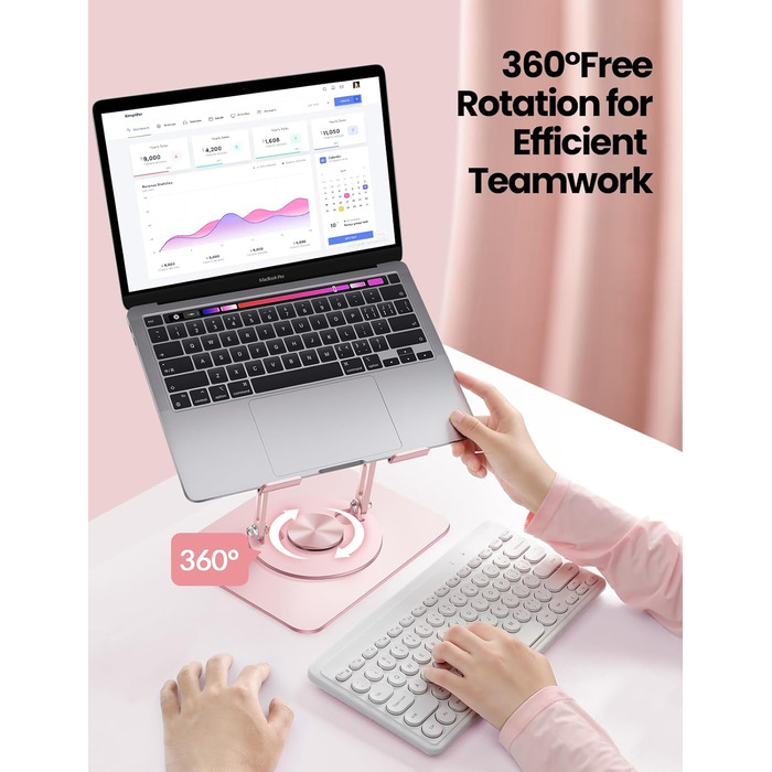 Підставка для ноутбука VAYDEER з регульованою висотою та поворотною базою на 360 та складною конструкцією ергономічний тримач для ноутбука на стіл, сумісний з MacBook, Dell, HP та іншими ноутбуками з діагоналлю 1017,3 дюйми