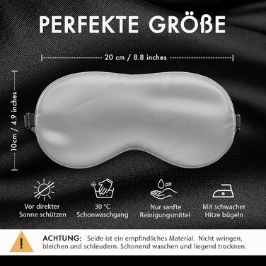 Маска для очей Liebesfreunde зі 100 натурального шовку - зручна та м&39яка - жіноча та чоловіча маска для сну - із зав&39язаними очима, сіра