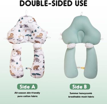 Позиціонуюча подушка, подушка для підтримки голови при синдромі плоского голова, 65 x 42 см, U-подібна позиціонуюча подушка, регульований допоміжний пристрій для позиціонування голови та тіла, можна прати.