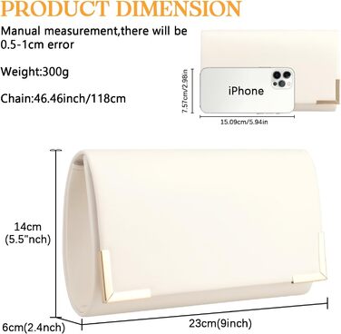 Жіноче вечірнє клатч-сумочка з ланцюжком, м'яка екошкіра, гаманець-сумочка з від'ємним ланцюжком, жіноча сумка на плече, крос-боді для весілля, коктейльної вечірки, біла