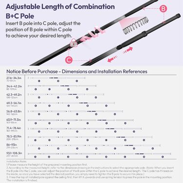 Кутова полиця для душу без свердління, телескопічна, регульована по висоті. Тримач для шампуню з 4 кошиками, нержавіюча сталь (70-267 см, чорний). Чорна 4-кошикова телескопічна полиця.
