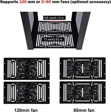 Дюймова серверна шафа, міні-стійка глибиною 260 мм з полицею та заглушкою, для NAS, AV та мережевого обладнання (чорна), 1 Plus, 8U 10-