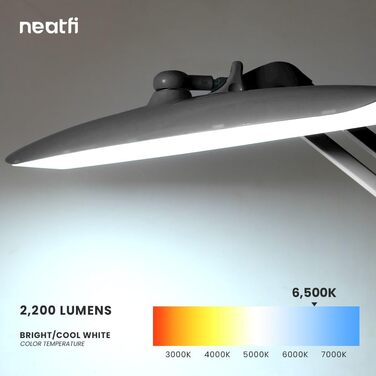 Нова модель) XL 2,200 люмен світлодіодний робочий ліхтар, з регулюванням яскравості, корельована колірна температура 3000-6000K, суперяскрава лампа 24 Вт, 117 світлодіодів SMD (без CCT із затискачем, сріблястий)