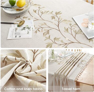 Скатертина Pahajim Прямокутна бавовняна лляна скатертина миється проти обростання китицями Дизайн для кухні, їдальні, пікніка, на