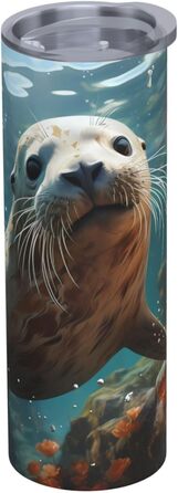 Кухоль з прямою трубочкою, 590 мл, запечатаний цуценя у воді, дорожній кухоль з принтом, підходить для кемпінгу, офісу та дому.