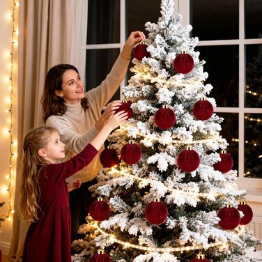 Ялинкові оксамитові кульки 12 шт бордові Miaikoe