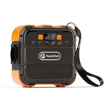 Портативна електростанція Flashfish 98 Втгод, сонячний генератор потужністю 120 Вт з акумулятором 230 В змінного/постійного струму/USB/світлодіодним живленням, мобільний генератор для подорожей, кемпінгу, відключення електроенергії вдома.