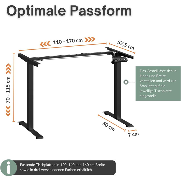 Електричний каркас столу Planetmbel з регульованою висотою та функцією пам&39яті, вантажопідйомність до 80 кг, чорний
