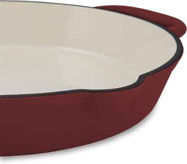 Чавунна емальована сковорода Mahlzeit Ø 29 см Темна вишня Чавунна сковорода з двома ручками і двома носиками Чавунна сковорода, ск