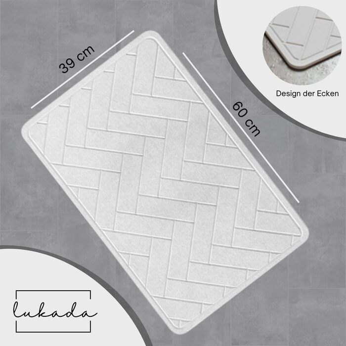 Килимок для ванної з ефектом каменю, швидковисихаючий Килимок для ванної кімнати 60x39 см Нековзний килимок для душу Поглинаючий килимок для ванної Килимок для зливу води Килимок для ванної кімнати сірого кольору для ванної кімнати та душу