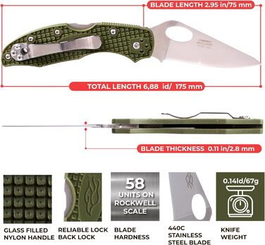 Кишеньковий складаний ніж зі сталі 440C лезо 75 мм нековзна ручка з кліпсою Кемпінг Полювання Риболовля Відкритий EDC ніж 175 мм 6