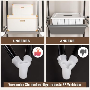 Шафа, тканинна шафа з 4 рейками для одягу, міцна та з 8 відділеннями, складна гардеробна шафа для зберігання одягу в гардеробній спальні (сіра)