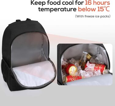 Рюкзак-холодильник TOURIT 25L, водонепроникний, надлегкий, для пікніків, кемпінгу, походів, барбекю, чорний