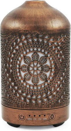 Кімнатний зволожувач повітря для спальні з функцією таймера, освіжувач повітря для квартири з 7 режимами освітлення, електричний металевий дифузор для ароматичних олій, 100 мл