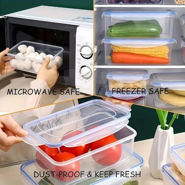 Герметичні контейнери для зберігання продуктів з кришками кухонний органайзер з BPA-вільного пластику, штабельовані ланч-бокси для їжі, комори та холодильника, прозорі, 4