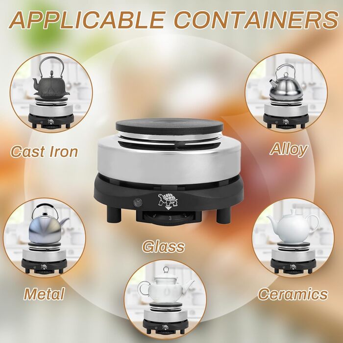 Електрична чайна плита GAESHOW, електрична міні-плита, портативна електрична настільна плита, одинарна нагрівальна пластина 500 Вт нагрівач для кухні чаю та кави