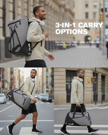 Великий спортивний рюкзак Tolaccea 47L з відділенням для взуття, відділенням для вологи, щотижневою дорожньою сумкою, спортивною сумкою, сумкою для фітнесу та тренувань для чоловіків та жінок, для тренажерного залу, подорожей, плавання, сауни, футболу (сі