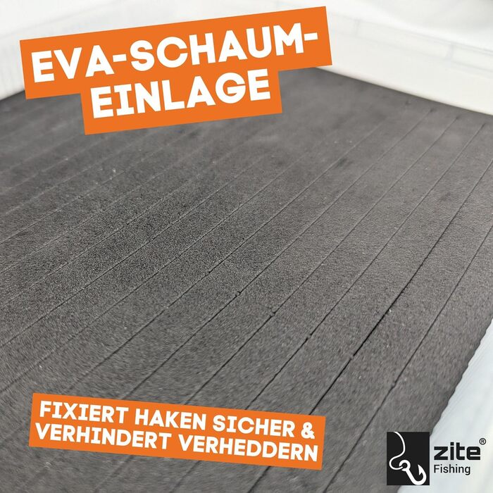 Коробки для рибальських снастей Zite з пінопласту EVA, набір з 3 шт. , 25,5 x 19,5 x 3,5 см Вставка з пінопласту EVA з безперервними прорізами, верхня частина для різних аксесуарів Прозора застібка на петлях, коробка для рибальських снастей, коробка для с