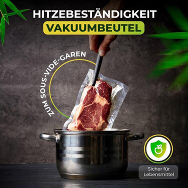 Вакуумні пакети BOLSEMACK 15x40см - Вакуумні пакети 100 шт. для всіх вакуумних упаковувачів та харчових вакуумних упаковок - Вакуумні пакети дуже міцні та стійкі до розриву - Вакуумні пакети харчові без BPA Тиснений пакет Вакуумна упаковка