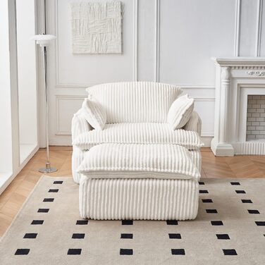 Звичайний розкладний компресійний диван-крісло, одномісний диван з підставкою для ніг, м&39який та зручний пеленальний диван, диван з подушками для підлокітників (бежевий)