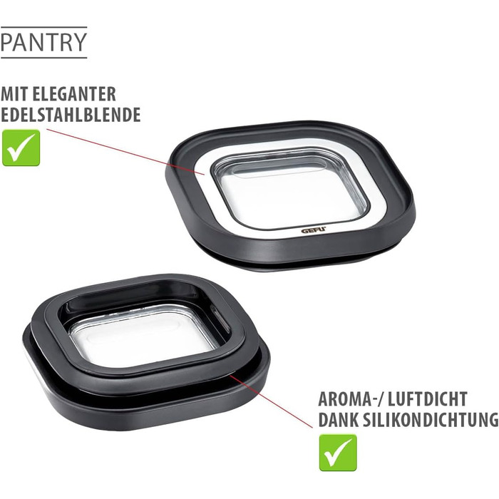 Герметична банка GEFU з кришкою, скляний контейнер для зберігання продуктів, можна брати до посудомийної машини, місткість 900 мл