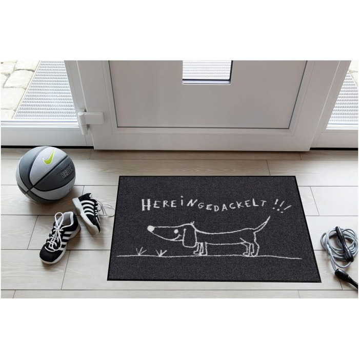 Килимок для входу Efia Salonloewe, що миється, &quotDackled In&quot, 50x75 см, Собаки, кумедний, ласкаво просимо