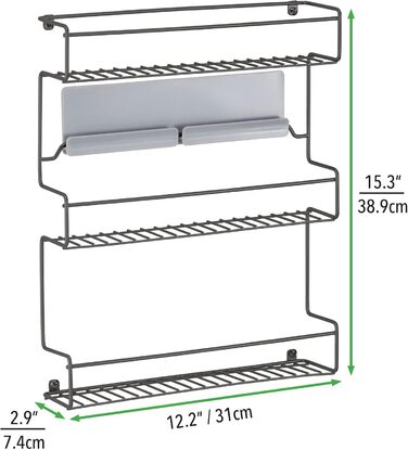Набір кухонних полиць mDesign із 4 предметів Самоклеюча настінна підставка для спецій з 3 ярусами Ідеально підходить як підставка для спецій на кухні та в коморі Матово-чорна