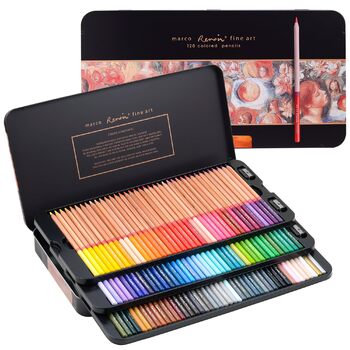 Кольорові олівці MARCO для дорослих - набір із 120 яскравих кольорів, ідеальні професійні олівці для живопису олією, дерев&39яні олівці, кольорові олівці в залізній коробці для студентів-художників та професіоналів, упаковка із 120 олійних олівців