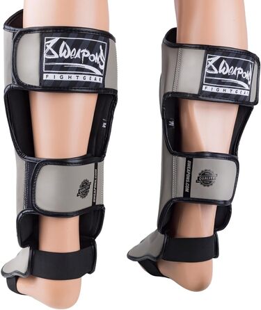 ЗБРОЇ Щитки для гомілок Unlimited 2.0, піщано-чорні, для тренувань та змагань, високоякісна синтетична шкіра та ідеальна амортизація, для муай-тай, K1, MMA, карате та кікбоксингу, 8