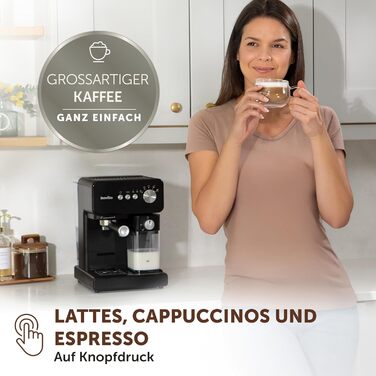 Кавомашина Breville Prima Latte One-Touch Автоматичний капучинатор Для капучино, лате та інших напоїв Італійський насос 15 бар Чорна VCF183 шт. Prima Latte One-Touch Negra