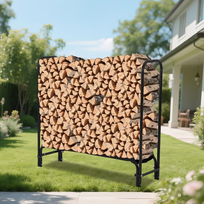Сталева дров&39яна підставка для зберігання дров. Міцна дерев&39яна підставка для саду, тераси та відкритих майданчиків для оптимального зберігання дров (120 см).