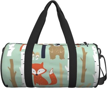 Універсальна дорожня сумка Милі звірятка лисичка, ведмедик, пташка, деревце. Спортивна сумка для чоловіків та жінок, сумка-мішок для пляжу, спортивне спорядження.