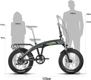 Складний велосипед F6 Safari 20-дюймовий Fatbike StVZO Позашляховий двигун Bafang 85N.M Внутрішня прокладка кабелю Якісне анодування Електричні велосипеди Ebike Складний педальний велосипед e-Fatbike