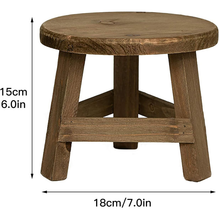 Круглий міні-дерев'яний табурет INIFLM, садовий табурет для дітей, дерев'яний табурет, сад, квітковий горщик, вітрина, підходить для внутрішнього та зовнішнього використання, прикраси дому та саду
