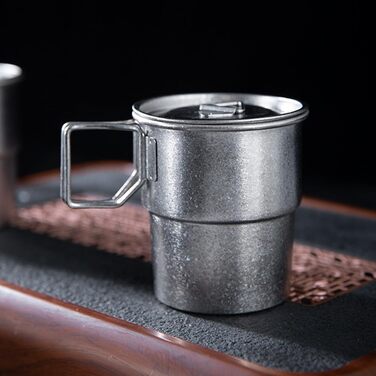 Кавова кружка Ti Coffee Mug 300 мл зі складною ручкою, що штабелюється для кемпінгу на свіжому повітрі, легка, стійка до іржі, нековзка ємність для пиття, матова