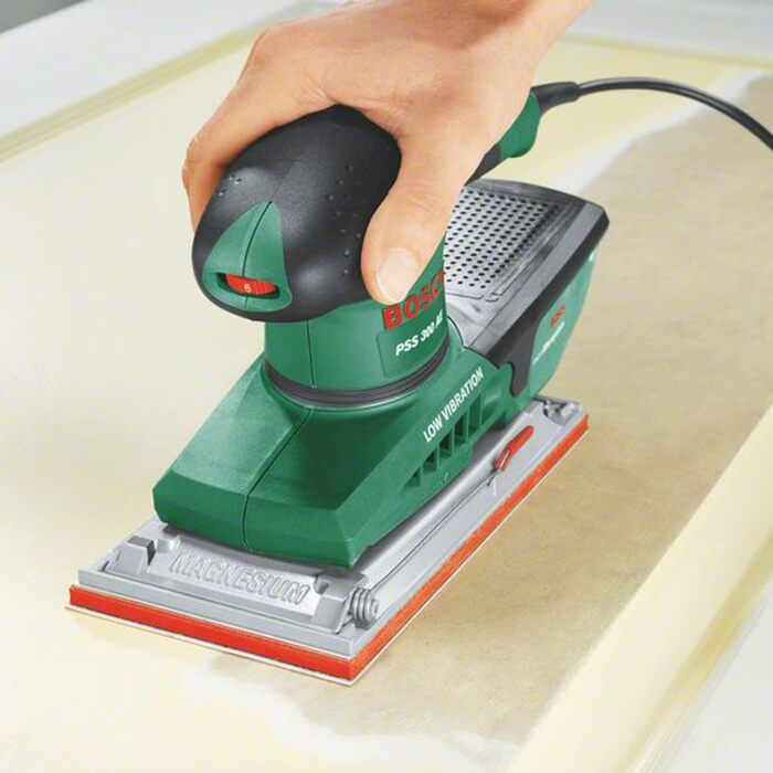 Орбітальна шліфувальна машина PSS 300 AE від Bosch, шліфувальний лист P120, мікрофільтр Bosch, кейс (250 Вт, частота коливань 14 0
