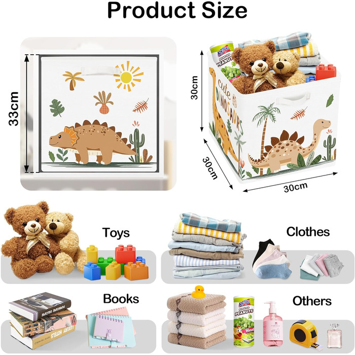 Коробка для зберігання 3 шт. и бохо динозавр кошик для зберігання дітей складаний пальмовий кубик для зберігання яєць іграшок, книг, одягу, кактусів, 30