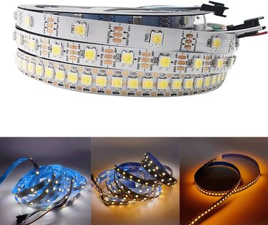 Світлодіодна стрічка Vrabocry SK6812 WWA Pixel 5M 5V 30 60 144 LEDs/M Програмована адресна одиночна WS2812B тепла біла біла бурштинова стрічка (5M 60LED на метр)