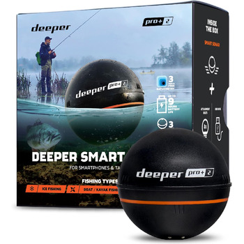 Ехолот для ехолота Deeper Smart Sonar Pro 2 із вимірювачем глибини та GPS-передавачем Риболовля на байдарці, човні або підлідна з безкоштовним додатком