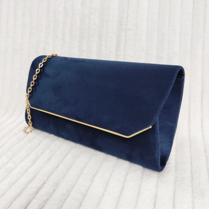 Сумка з замші, однотонна, для весілля, балу, вечірки, середнього розміру, темно-синя