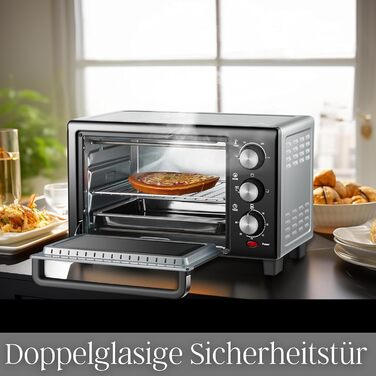 Міні-духова шафа 15 літрів Піч для піци Міні піч Таймер на 60 хв 100-230C 1200 Вт Духова шафа Лоток для крихт Міні-піч Кемпінгова піч Мала духова шафа Енергозбереження