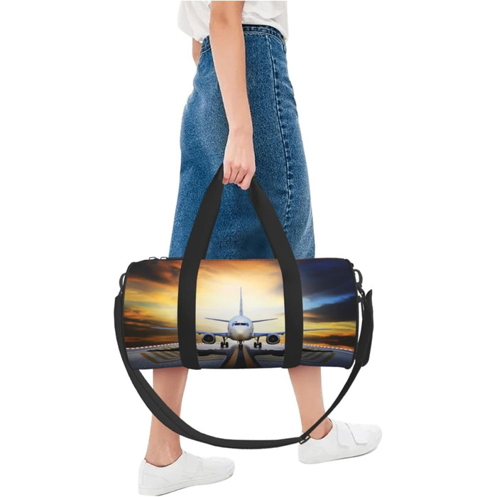Спортивна сумка, дорожня сумка, рюкзак, з авіаційним принтом, сумка для подорожей на ніч, чорна, універсальний розмір, дорожня сумка