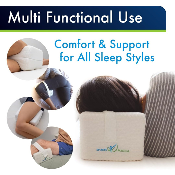 Медично розроблена подушка для колін - Ортопедичний клин з піни з пам&39яттю форми для сну на боці, ішіасу, болю в попереку - Подушка для ніг для сну на боці - включаючи медичний посібник, білий