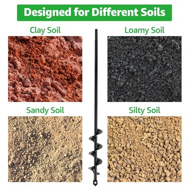 Набір садових бурів для дрелі/шуруповерта (4 шт.) бури-шнеки для посадки та буріння (22 см x 4 шт., 42 см x 4 шт., 30 см x 8 шт., 42 см x 6.6 см)