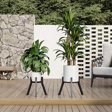 Регульована підставка для рослин, 2 шт., для використання в приміщенні/на вулиці, металева підставка для квітів, міцна опорна рама, квітковий табурет для горщиків різних розмірів, чорний PS-007BK-2