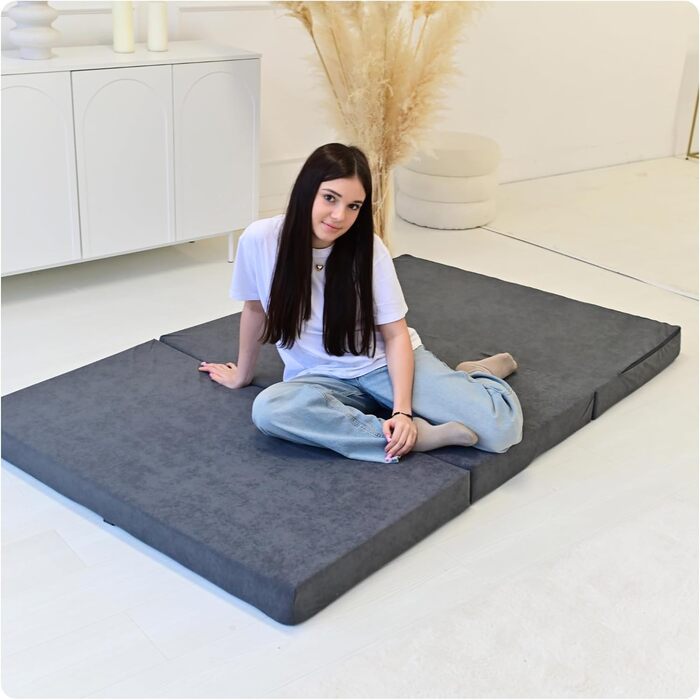 Складаний матрац, Складаний матрац, Розкладний гостьовий матрац, Дорожній матрац, Сірий, 120x200x10 см
