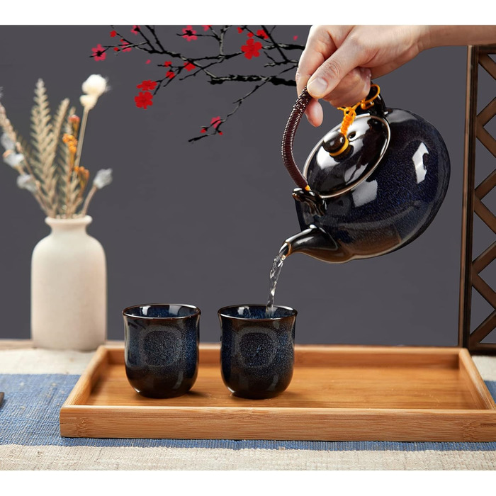 Чайний набір DUJUST з японської порцеляни, унікальний китайський чайний набір, темно-синій