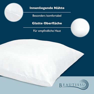 Комплект із 2 подушок Beautissu 80x80 см, стьобані подушки з мікрофібри 800 г, наповнювач з внутрішнього шва - подушки для сну, які можна прати, в подвійній упаковці - підходить для алергіків та має сертифікат Oeko-TEX - BeautNuit UK 80x80 см (2 шт.)